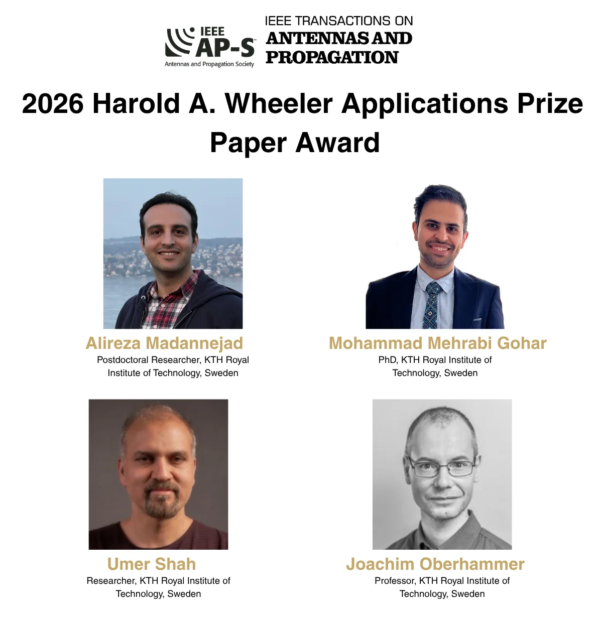 Winners of the 2026 Harold A. Wheeler Applications Prize Paper Award
announced