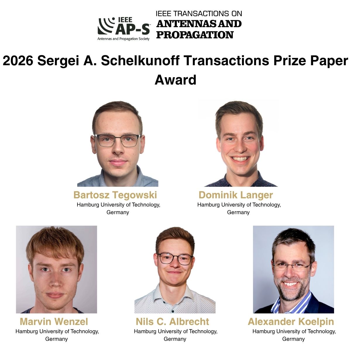 Winners of the 2026 Sergei A. Schelkunoff Transactions Prize Paper
Award announced