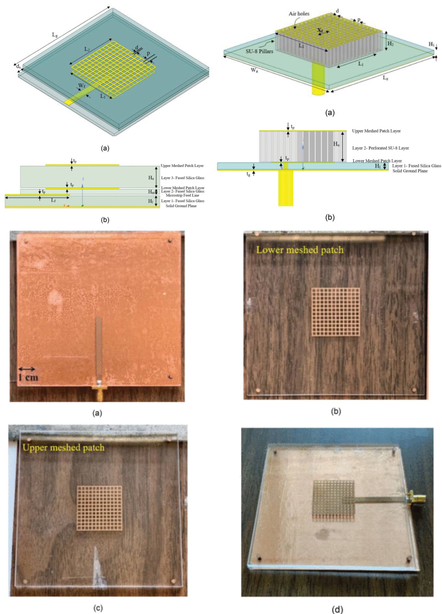 Low Profile Enhanced Bandwidth Optically Transparent and Semi-Transparent Meshed Patch Antennas for Integration With Solar Cells